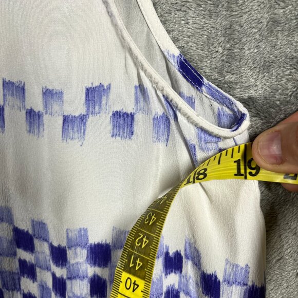 Equipment Femme Sleeveless Tank X-Small 💯 Silk Blouse White Purple Milla Print - Picture 6 of 7